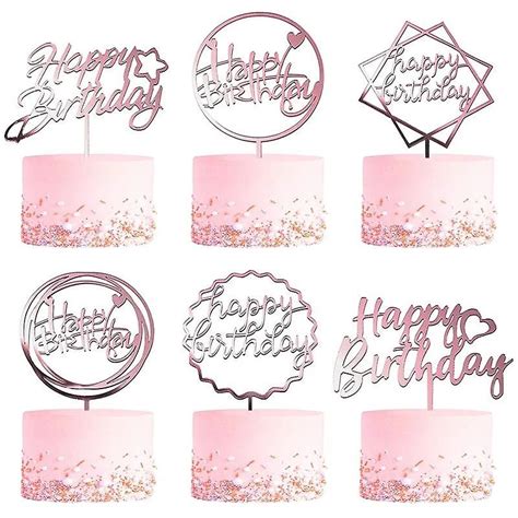 Pcs Joyeux Anniversaire G Teau Topper Or Rose Acrylique G Teau D