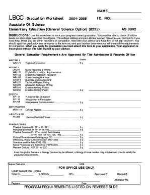 Fillable Online Linnbenton NAME ID NO Graduation Worksheet Associate