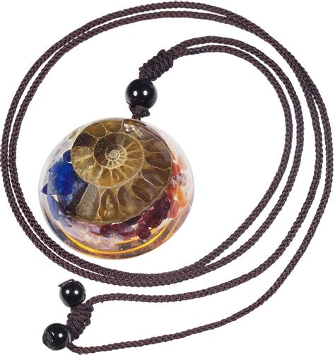 Nupuyai Ammonite Fossil Stone Pendant Necklace For Women Men Snail