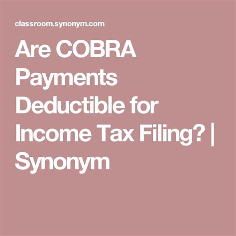 Are Cobra Payments Deductible For Income Tax Filing Synonym Filing