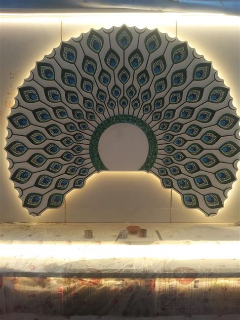 Peacock 3d Feather Mandir Back In 2023 Door Handle Design Pooja Room