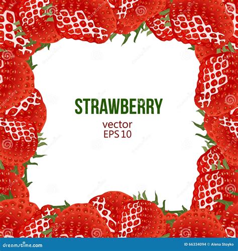 Strawberry Frame 3 Red Berry And White Flower Cartoon Vector