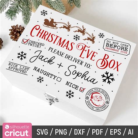 Editable Christmas Eve Box Svg Christmas Eve Crate Svg Xmas Box Svg