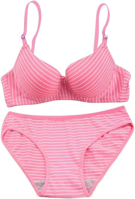 BOLAWOO 77 Damen Lingerie Set Zwei Weicher Baumwolle Schönen Push Up BH Streifen Unterwäsche Set