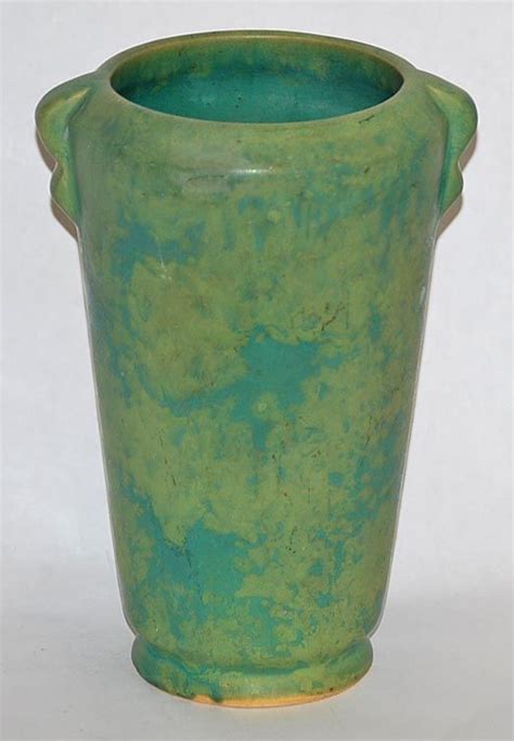 Weller Pottery Mottled Matte Green Vase From Just Art Pottery Weller