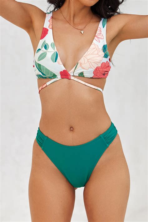 June Bloom Back Tie Top Mid Rise Hipster Bikini Set