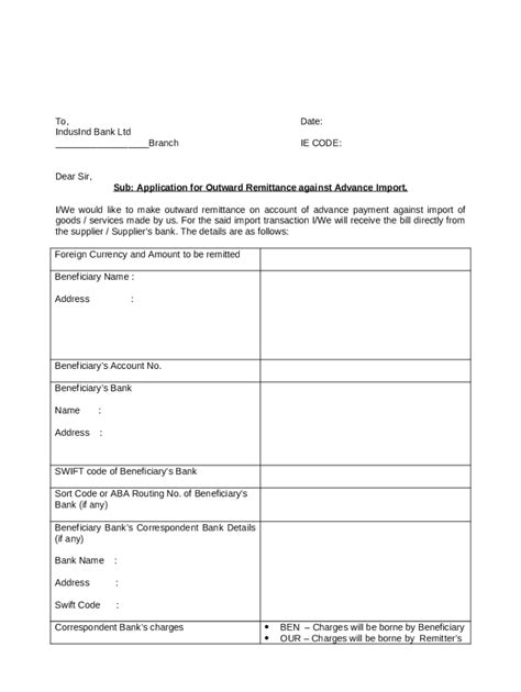 A For Outward Remittance Doc Template Pdffiller