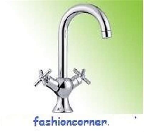Star Long Neck Kitchen Mixer Basin Sink Double Hot Cold Chrome Faucet Swivel Tap Click