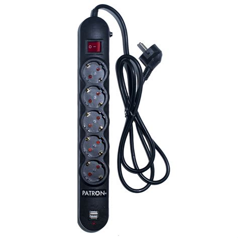 Компьютерные аксессуары : Сетевой фильтр 5 розеток + 2 x USB 2.0 BLACK ...