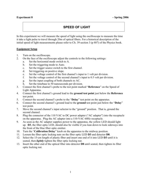 Speed of Light Experiment