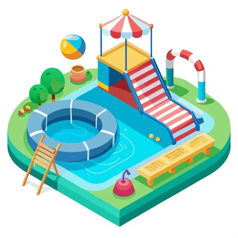 Exciting Vector Design Aquapark Pool Fun And Vibrant Premium Ai