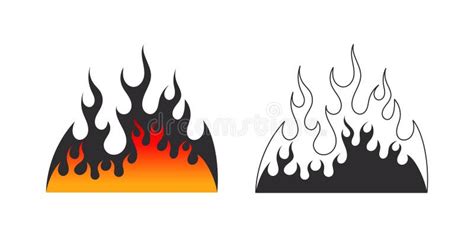 Fire Flame Fire And Flames Black And Red Fiery Flames Stock Vector