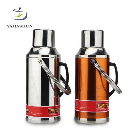 Double Wall Big Thermos Metal Stainless Steel Vacuum Flask Glass Inner