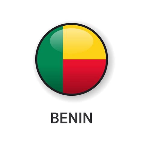 Vetor de ícone de bandeira de benin redondo realista isolado em fundo