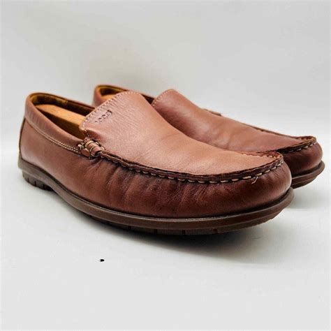 Ecco Classic Moc Mens 44 Brown Leather Slip On Loafer Gem