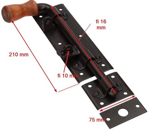 zasuwa garażowa rygiel 280 mm czarna do bramy furtki drzwi lewa