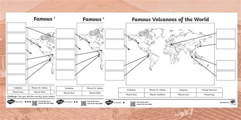 Ks2 Famous Volcanoes World Map Labelling Worksheet Twinkl Originals