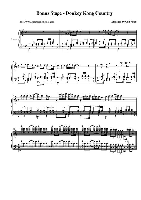 Game Music Themes Donkey Kong Country Sheet Music