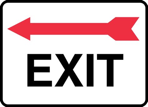 Exit (Left Arrow Above) Safety Sign MADC538