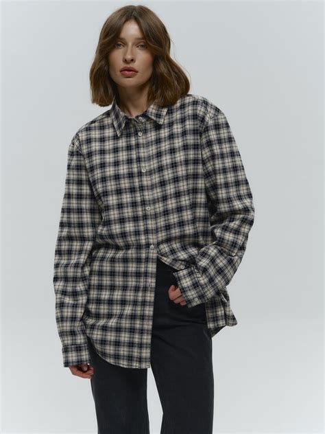 Рубашка из мягкой фланели в клетку (темно-синий)