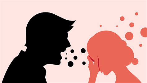 Adult Man Screams At A Woman Man Is Angry At His Wife Silhouette Of