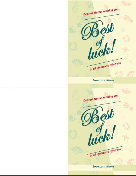 Good Luck Card With Good Luck Card Templates Various Templates Ideas