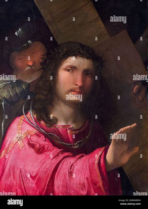 Altobello Melone Christ Carrying The Cross Painting In Oil On Wood