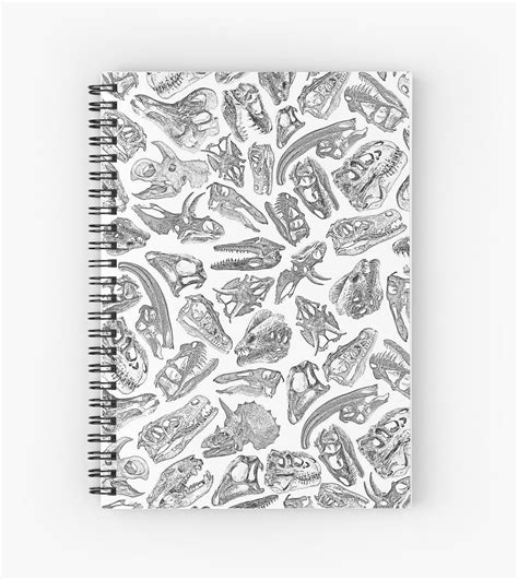 Jurassic Prehistoric Dinosaur Fossil Skulls Pattern Spiral Notebook