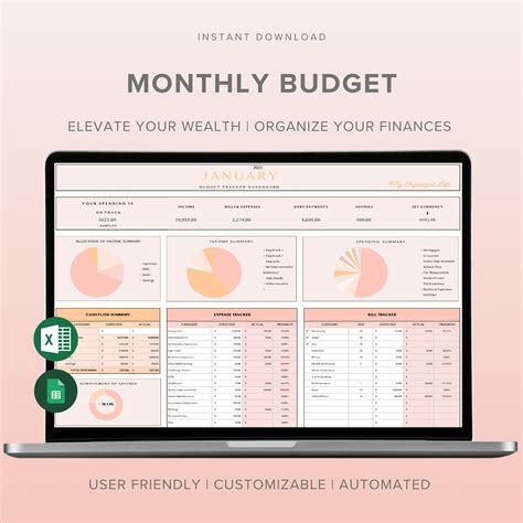 Budget Planner Budget Spreadsheet Monthly Budget Budget Template ...