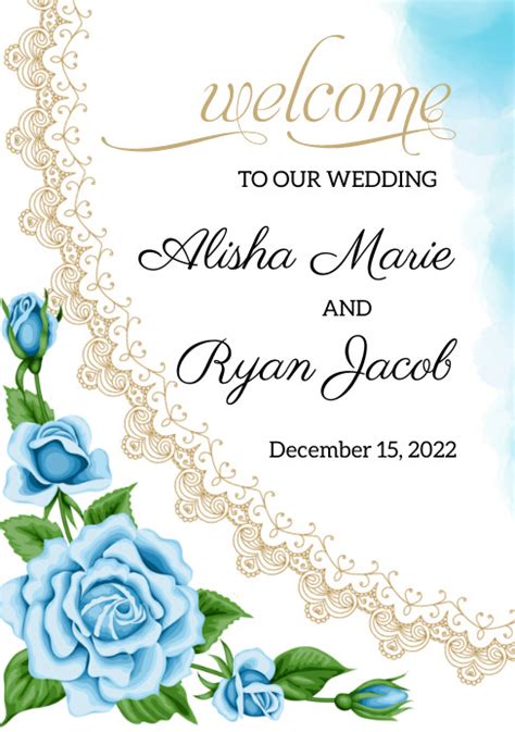 Floral Wedding Welcome Sign Template Postermywall