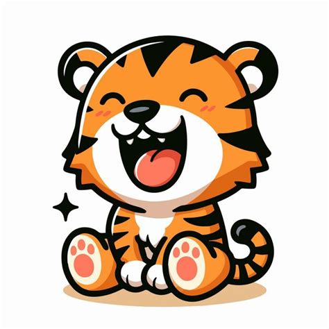 Feliz Ni O Tigre Mascota De Personajes De Dibujos Animados Vector