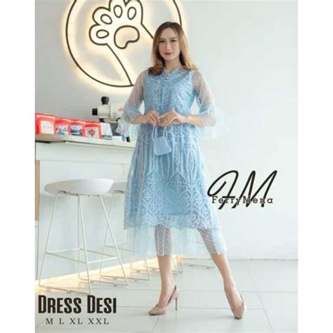 Jual PROMO BANTING HARGA MIDI DRESS GAUN PENDEK BURKAT TYLLE MODERND