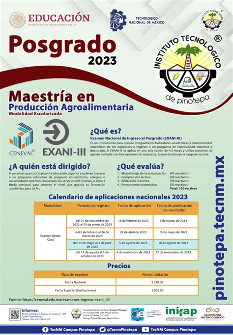 Examen Exani Iii Posgrados Tecnm Campus Pinotepa