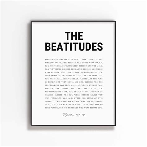 The Beatitudes Matthew 5 3 12 Christian Blessings Wall Art Etsy Canada