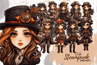 Chibi Steampunk Watercolor Clipart Graphic By Slinlashop Creative Fabrica