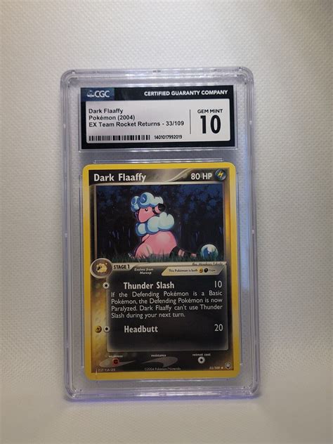 Cgc Gem Mint 10 Pokémon Tcg Dark Flaaffy Ex Team Rocket Returns 33109