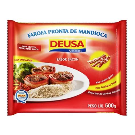 5 Farofa Pronta De Mandioca Sabor Bacon 500g