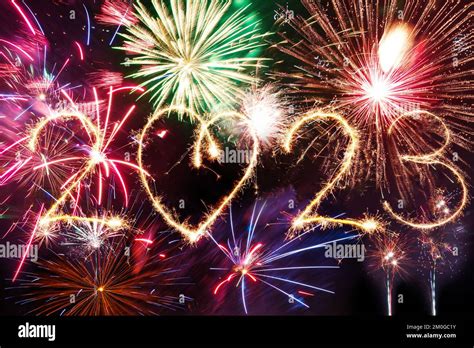 Felice Anno Nuovo Scritto Con Fuochi D Artificio Scintille Sul