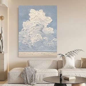 White Cloud Wall Art,white 3d Wall Art,abstract Art Painting,minimalist ...