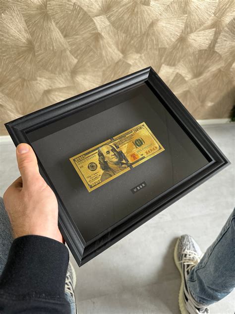 Gold Plated Single 100 Dollar Bill Frame Money Art Home Decor Office