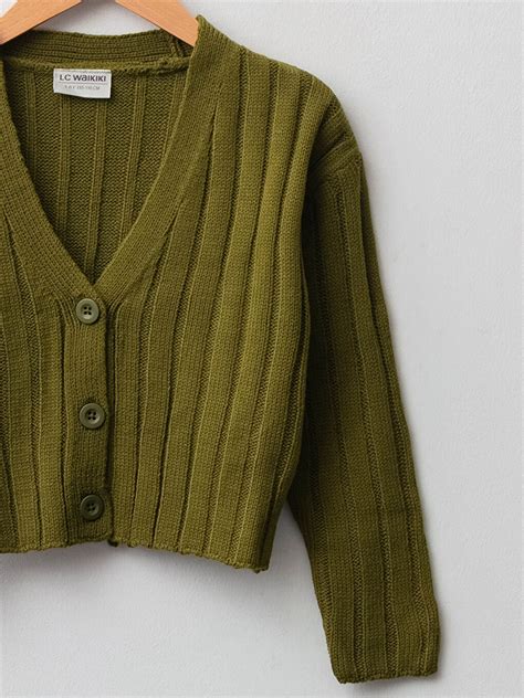 Cardigan en tricot pour filles à manches longues et col en V W14542Z4