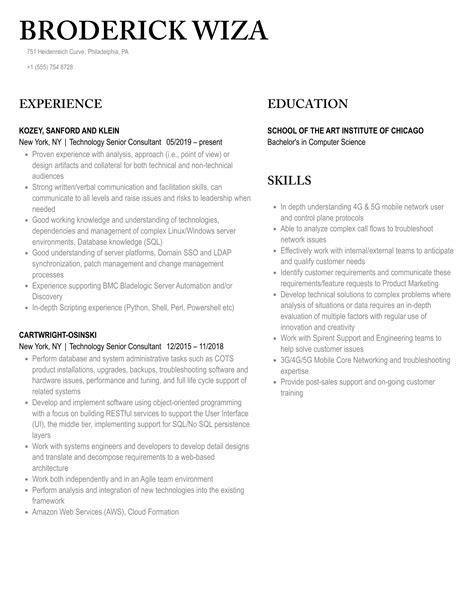 Technology Senior Consultant Resume Samples Velvet Jobs