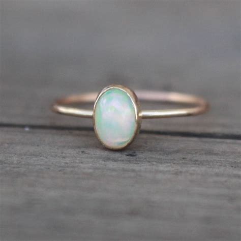 K Rose Gold Opal Ring Etsy