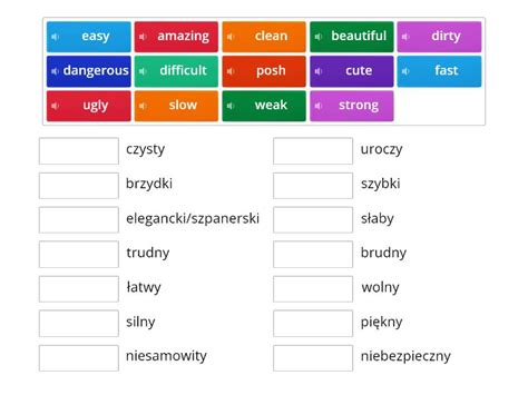 Adjectives Przymiotniki Match Up