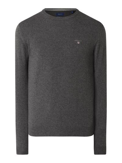 Gant Pullover Aus Lammwolle Anthrazit Meliert Online Kaufen