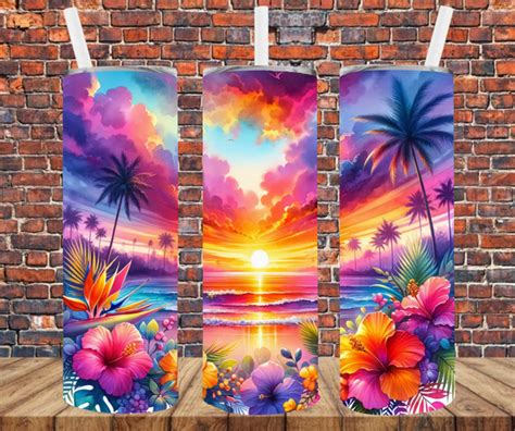 Tropical Paradise Tumbler Wrap Sublimation Transfers Crafty Bucks