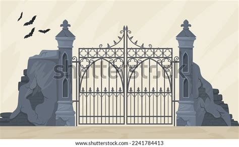 Gothic Gate Mansion Cemetery Entrance Gates Stock Vector (Royalty Free ...