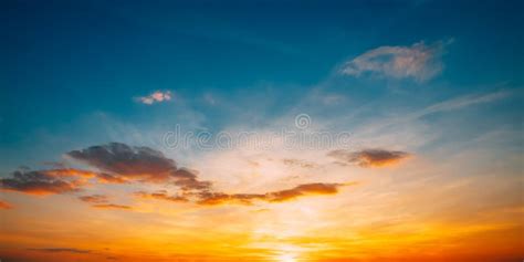 Sunset Sunrise Sky Background. Bright Dramatic Sky in Yellow, or Stock ...