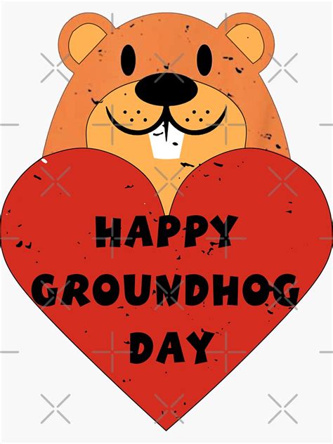 Happy Groundhog Day Sticker By Nacho Art Redbubble