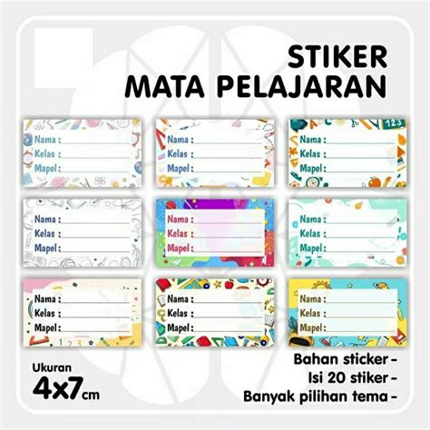 Jual Stiker Mapel Label Buku Pelajaran Sekolah Stiker Mata